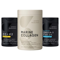 Thumbnail for Sports Research® Multivitamin Pack for Bone & Joint Health Support with Hydrolyzed Marine Collagen Peptides Powder, Alaskan Omega-3 Fish Oil 1250mg, and Vitamin D3 5000iu + K2 100mcg