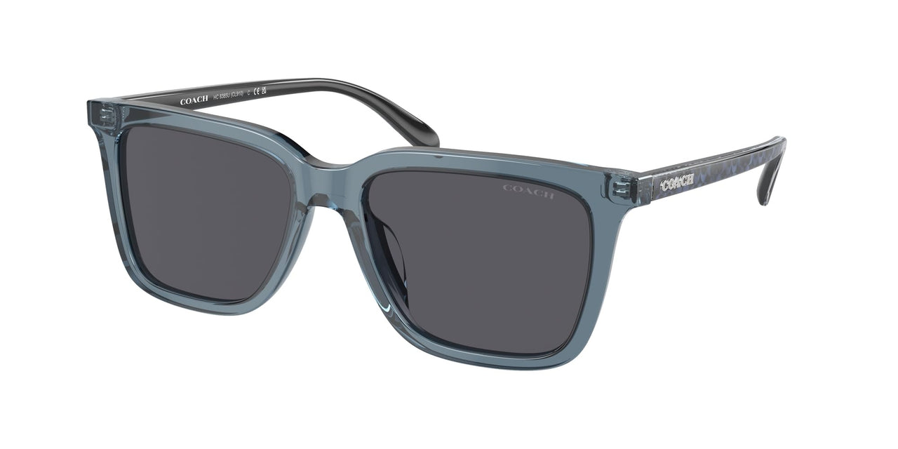 COACH HC8385U Universal Fit Sunglasses, Transparent Blue/Blue Solid, 54 mm