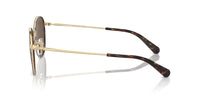 Thumbnail for COACH Men's HC7163 Round Sunglasses, Light Gold/Dark Tortoise/Brown Solid, 52 mm
