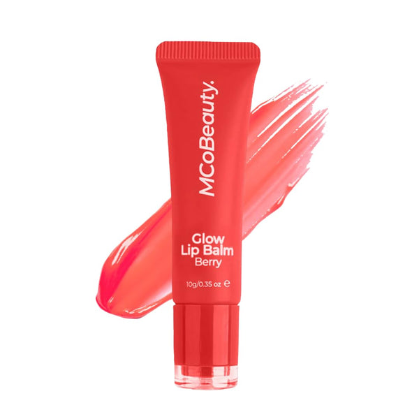 MCoBeauty Glow Lip Balm Berry - Hydrating Tinted Lip Care with Glossy Shine for Soft Smooth Lips - Nourishing Lip Treatment Moisturizer, Plumping Glow Balm - Vegan Cruelty Free Beauty Essentials