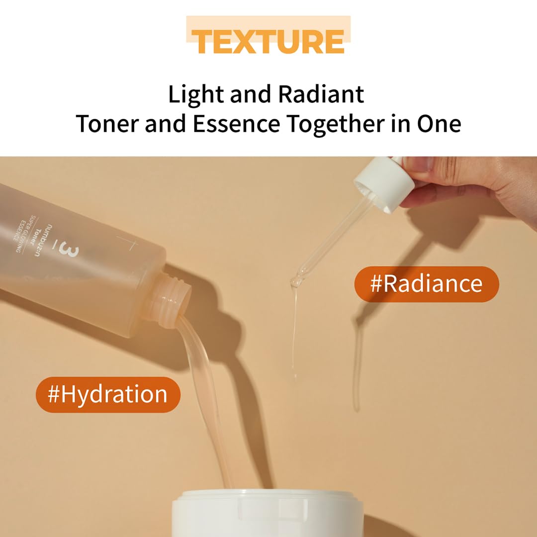 numbuzin No.3 Toner Pads | Radiance Glowing Jumbo Essence Pad | Clear Glass Skin, Texture Care | Biodegradable Vegan, Fermented Ingredients, Niacinamide | 70 Pads/5.07 fl. oz.