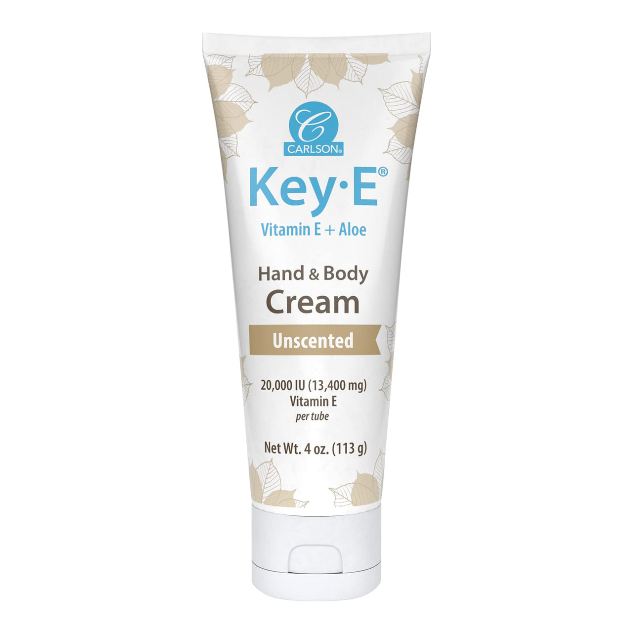 Carlson - Key-E Hand & Body Cream, Vitamin E & Organic Aloe, 20000 IU Vitamin E, Fragrance-Free, 4 oz