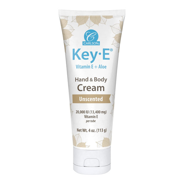 Carlson - Key-E Hand & Body Cream, Vitamin E & Organic Aloe, 20000 IU Vitamin E, Fragrance-Free, 4 oz