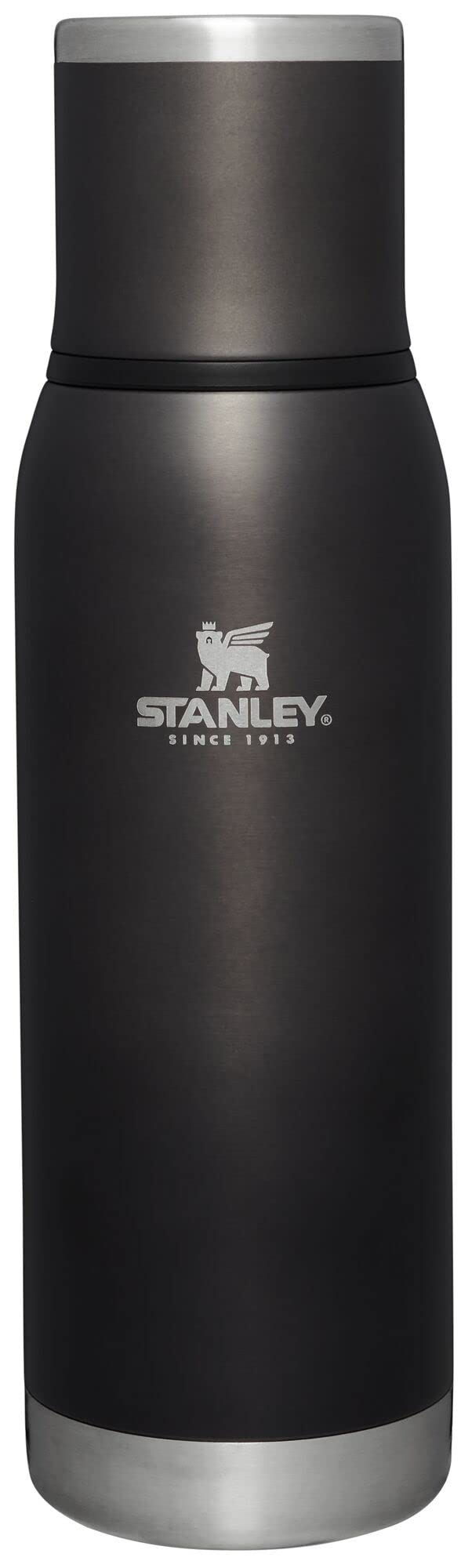 Stanley Adventure-To-Go Vacuum Bottle 25 oz | Wide Mouth with Leakproof Cup Lid | Keep Drinks Hot or Cold | Packable for Travel | Insulated Stainless Steel Thermos | BPA-Free | Charcoal Glow
