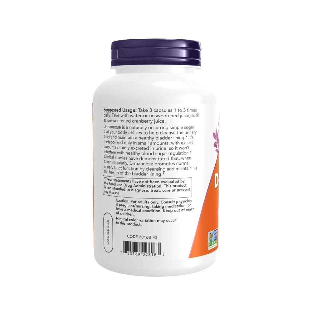 Now Foods D-mannose 500 mg,240 Veg Capsules