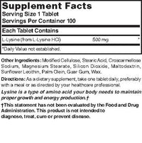 Thumbnail for Lysine 500 mg 500 mg 100 Tabs