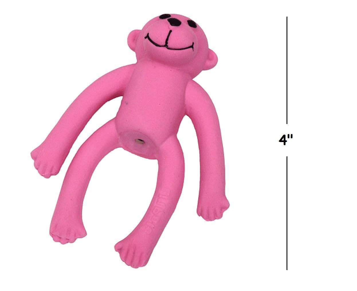 4 Inch Tiny Latex Dog Toy Cute Little Mini Monkey Squeaker for Small Breeds and Puppies (Rainbow)