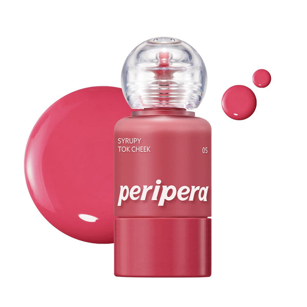 PERIPERA SYRUPY TOK CHEEK 15 Colors, Liquid Blush, Dewy Finish and Hydrates All day, Soft Velvet Texture Face Cheek Tint (05 COOL APPLE)