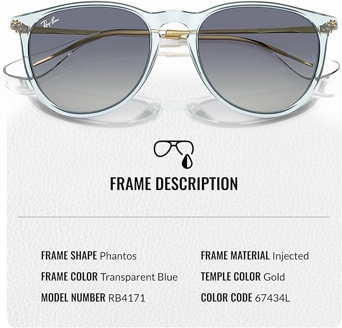 Ray-Ban RB4171 ERIKA CLASSIC Phantos Shaped Non-Polarized Sunglasses for Women – Includes Official RAYBAN Eyewear Kit – Ideal Formal & Casual Wear Sunglasses – Grey/Blue Lens