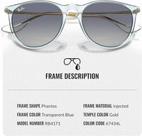 Thumbnail for Ray-Ban RB4171 ERIKA CLASSIC Phantos Shaped Non-Polarized Sunglasses for Women – Includes Official RAYBAN Eyewear Kit – Ideal Formal & Casual Wear Sunglasses – Grey/Blue Lens