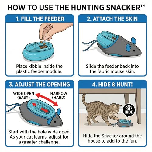 SPOT Doc and Phoebe's Cat Hunting Snacker - Interactive Indoor Treat Dispenser, Encourage Natural Instincts to Hunt, Provide Mental Stimulation, Solve Behavioral Problems & Obesity, Pack of 1 Mouse