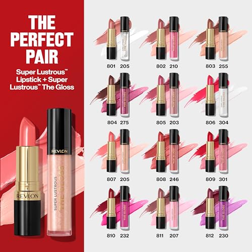 Revlon Super Lustrous Lipstick, Creamy Formula For Soft, Fuller-Looking Lips, Moisturized Feel, 801 After Glow, 0.15 oz