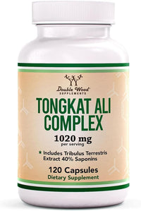 Thumbnail for Tongkat Ali Extract 200 to 1 for Men (Longjack) Eurycoma Longifolia, 1020mg per Serving, 120 Capsules - Men's Health Support with 20mg Tribulus Terrestris (Third Party Tested) by Double Wood
