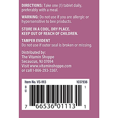 The Vitamin Shoppe Bee Pollen Complex 1,000MG, Superfood with Bee Propolis and Royal Jelly, Seasonal Immune System Support (100 Tablets)