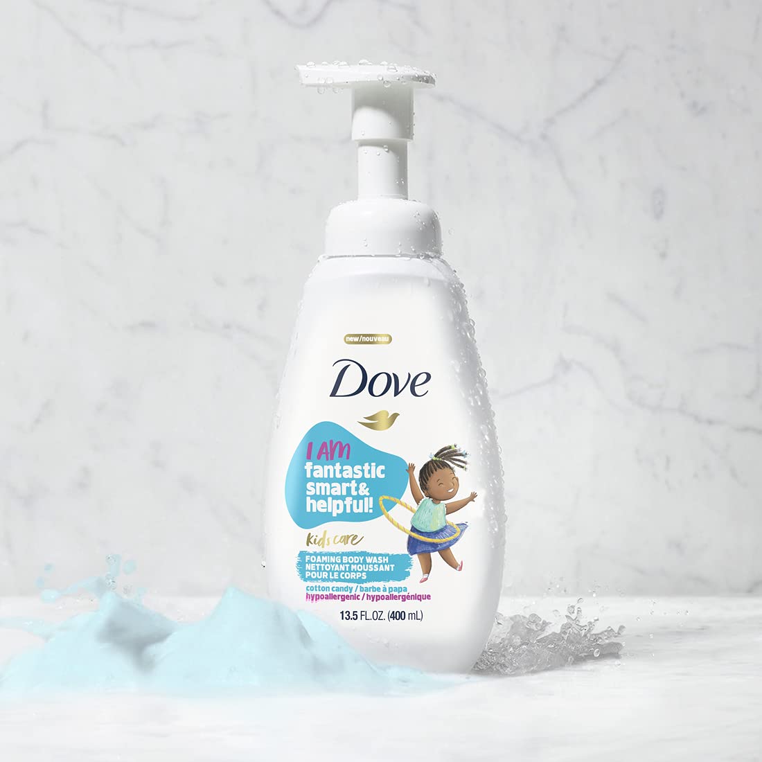 Dove Foaming Body Wash 4 Count For Kids Cotton Candy Hypoallergenic Skin Care, 13.5 Fl Oz