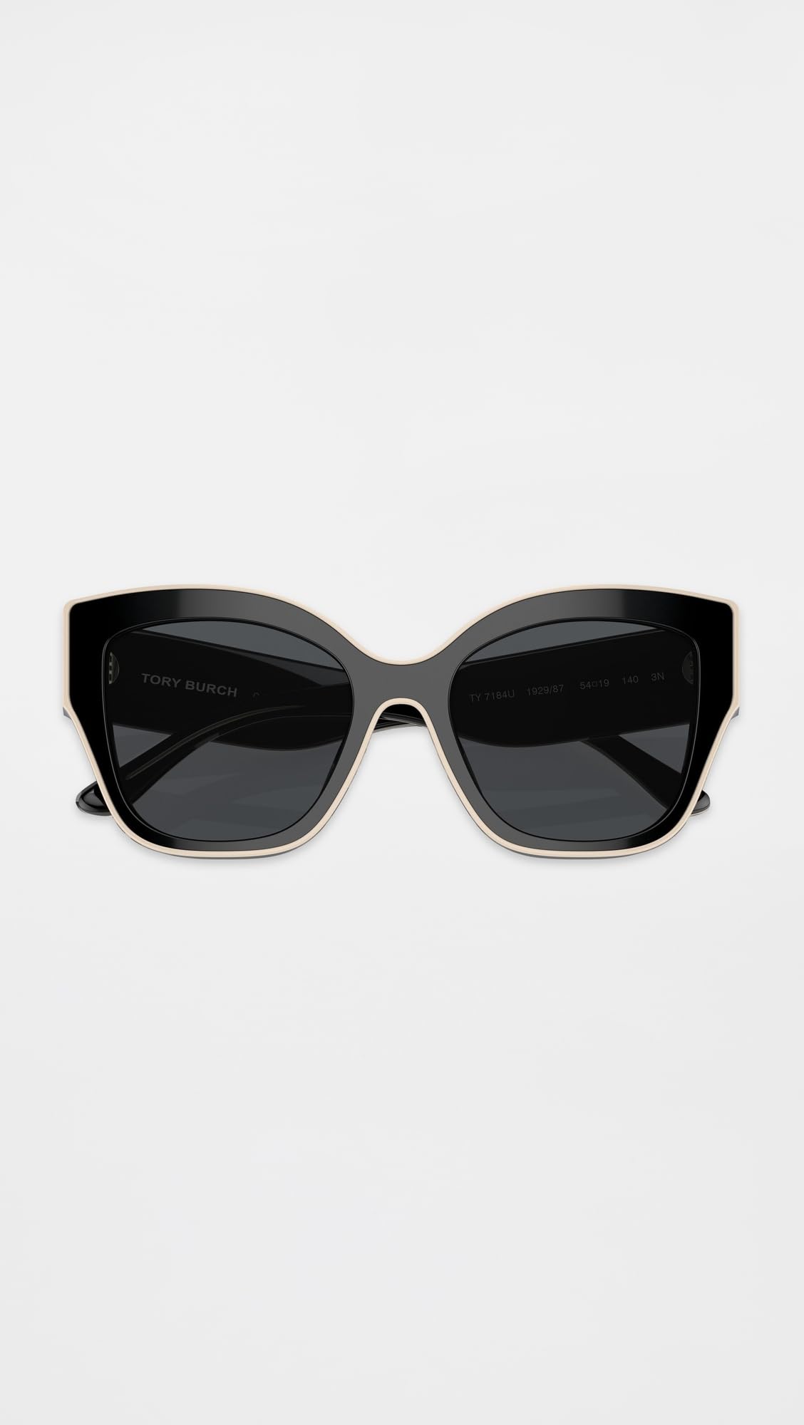 Tory Burch Women's Monogram Butterfly Sunglasses, Black With Ivory Piping, 54/19/140