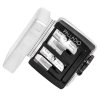 Thumbnail for Palladio Double Barrel 3 in 1 Cosmetic Pencil Sharpener with Cover, Stainless Steel Blade, Size Adjuster, Essential for Small and Extra Large Lip Liner, Eyeliner, Brow Pencils