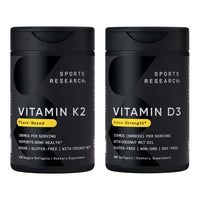 Thumbnail for Sports Research® Heart and Bones Pack - High Potency Vitamin D3 5000iu (125mcg) Supplement + Vitamin K2 as MK-7 100mcg with Coconut MCT Oil