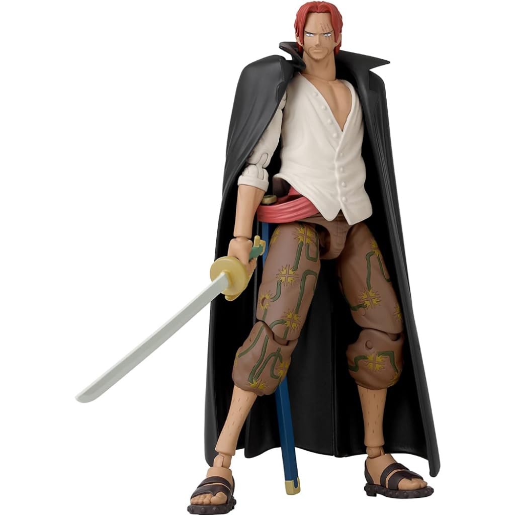 Anime Heroes One Piece Figures Shanks Action Figure, Articulated Shanks Anime Figure with Swappable Arms and Faces, Bandai One Piece Action Figures Pirate Toys Range, 17 cm