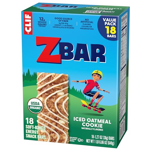 Zbar - Iced Oatmeal Cookie - Soft-Baked Energy Snack Bars - Non-GMO - 12g Whole Grains - USDA Organic Granola Bars (18 Pack)