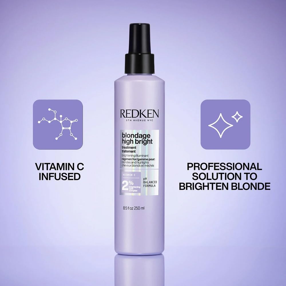 Redken Blondage High Bright Pre Treatment | Brightens and Lightens Color-Treated and Natural Blonde Hair Instantly | Infused with Vitamin C