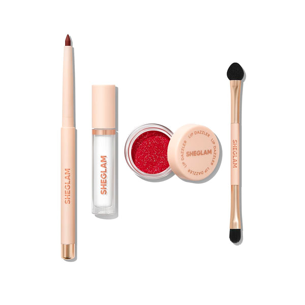 SHEGLAM Lip Dazzler Glitter Kit Long-Lasting Glitter Lip Gloss Sexy Super Stay Non-Sticky Shiny Liquid Kit Lipstick Y2K-Curtain Call