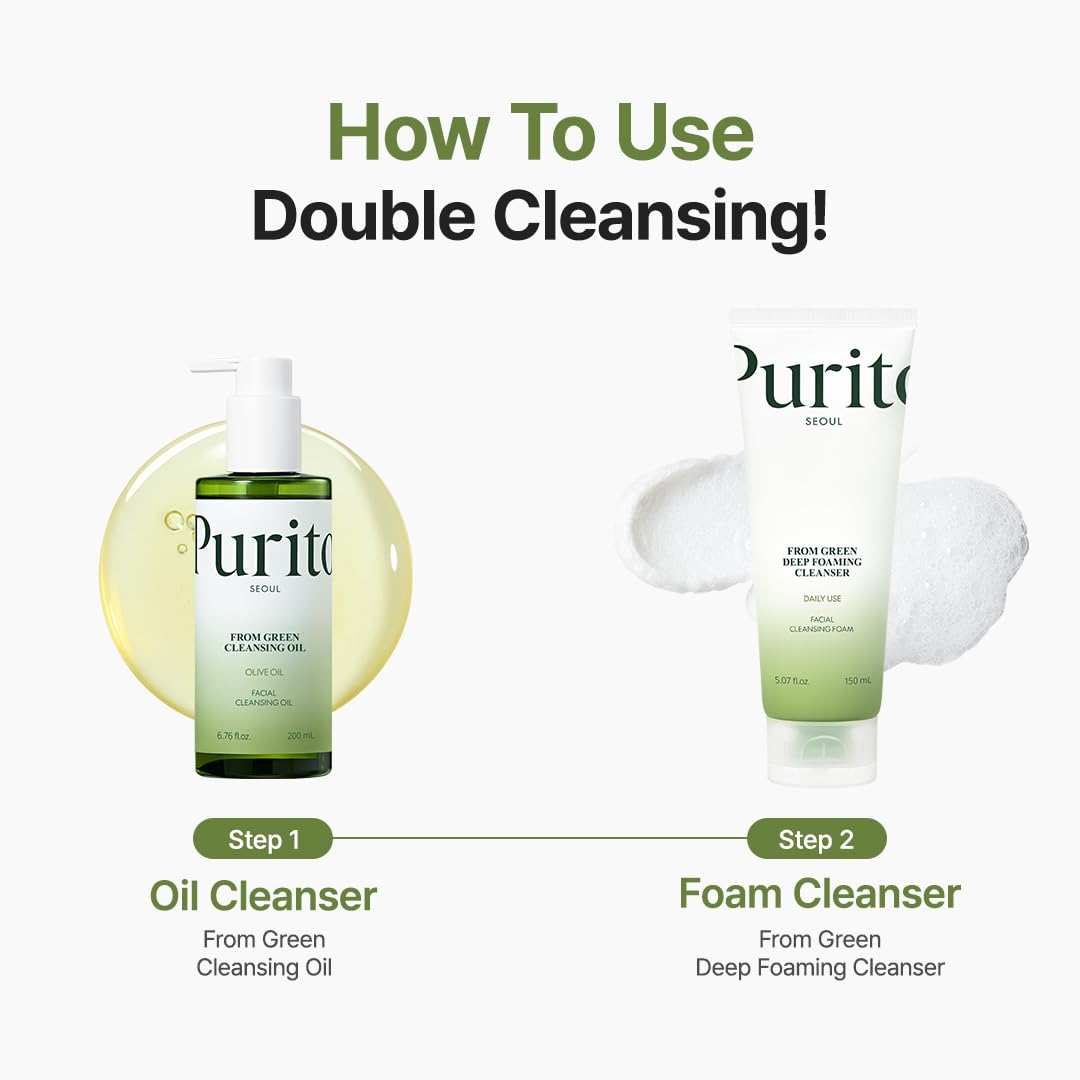 PURITO From Green Deep Foaming Cleanser 150ml / 5.07 fl.oz, pH 5.5, plant-based, natural ingredients, cruelty-free, Vegan