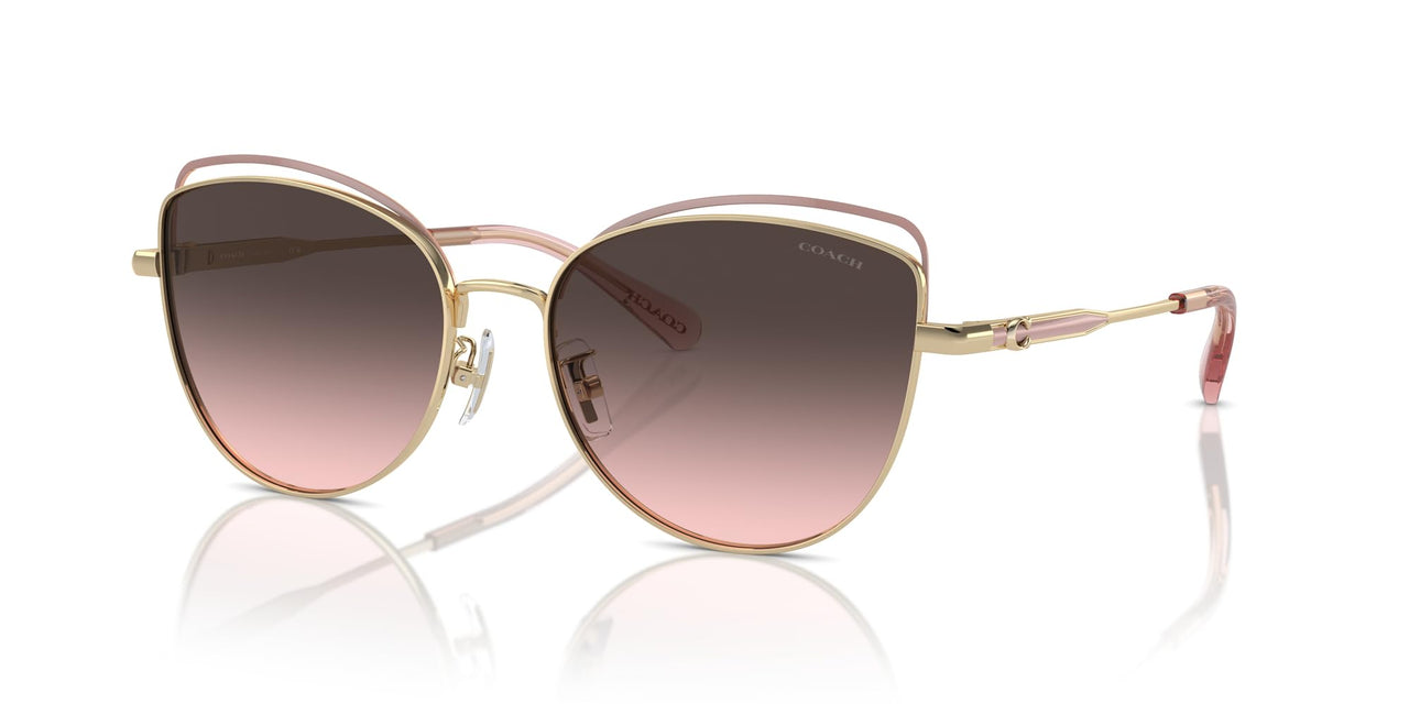 COACH HC7162 Sunglasses, Shiny Light Gold/Rose/Grey Pink Gradient, 57 mm