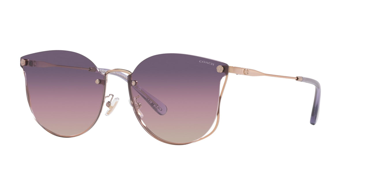 Coach HC7151D Sunglasses, Shiny Rose Gold/Transparent Purple, 63 mm