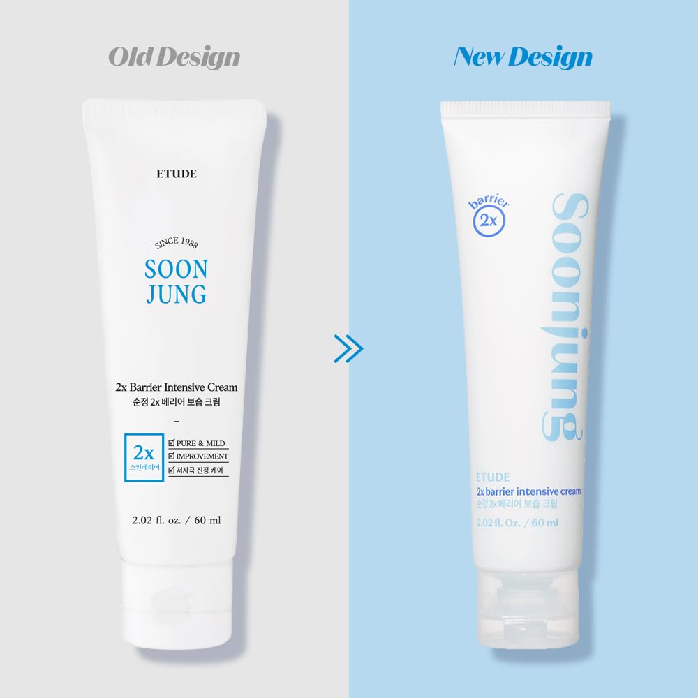 ETUDE SoonJung 2x Barrier Intensive Cream 60ml (23AD) | Hypoallergenic Shea Butter Hydrating Facial Cream for Sensitive Skin, Water-oil Balance Panthenol Heals Damaged Skin | Korean Skin care, Kbeauty