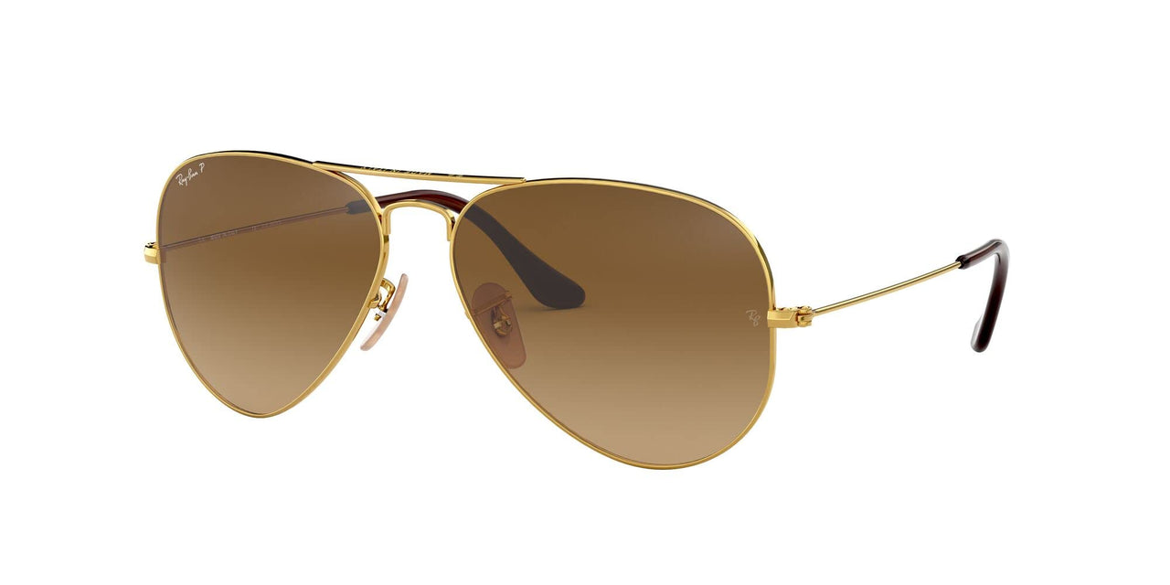 Ray-Ban RB3025 Classic Aviator Sunglasses, Gold/Polarized Brown Gradient, 58 mm