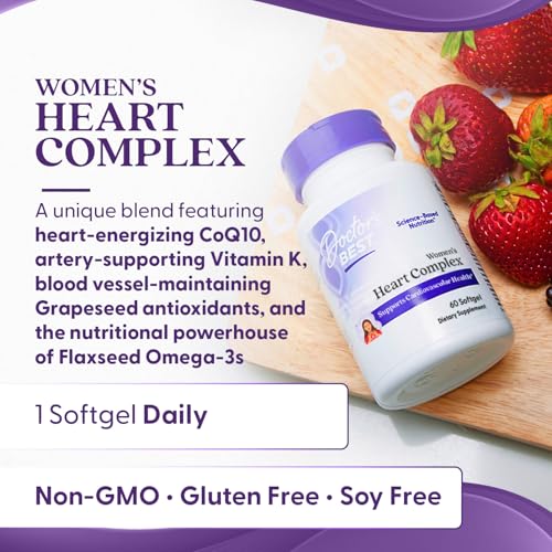 Doctors Best Womens Heart Complex with K2 + CoQ10, Supports Cardiovascular Health, Non-GMO, Gluten Free, Soy Free 60 Softgels