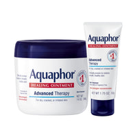 Thumbnail for Aquaphor Healing Ointment Advanced Therapy Skin Protectant Skin Care Set, Body Moisturizer for Dry Skin, Minor Cuts and Burns, Dry Cuticles, Cracked Heels, Hands and Lips, 14 Oz Jar + 1.75 Oz Tube