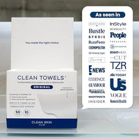Thumbnail for Clean Skin Club Clean Towels XL®, 100% USDA Biobased Face Towel, Disposable Face Towelette, Eczema Association Accepted, Makeup Remover Dry Wipes, Ultra Soft, 1 Pack, 50 Ct