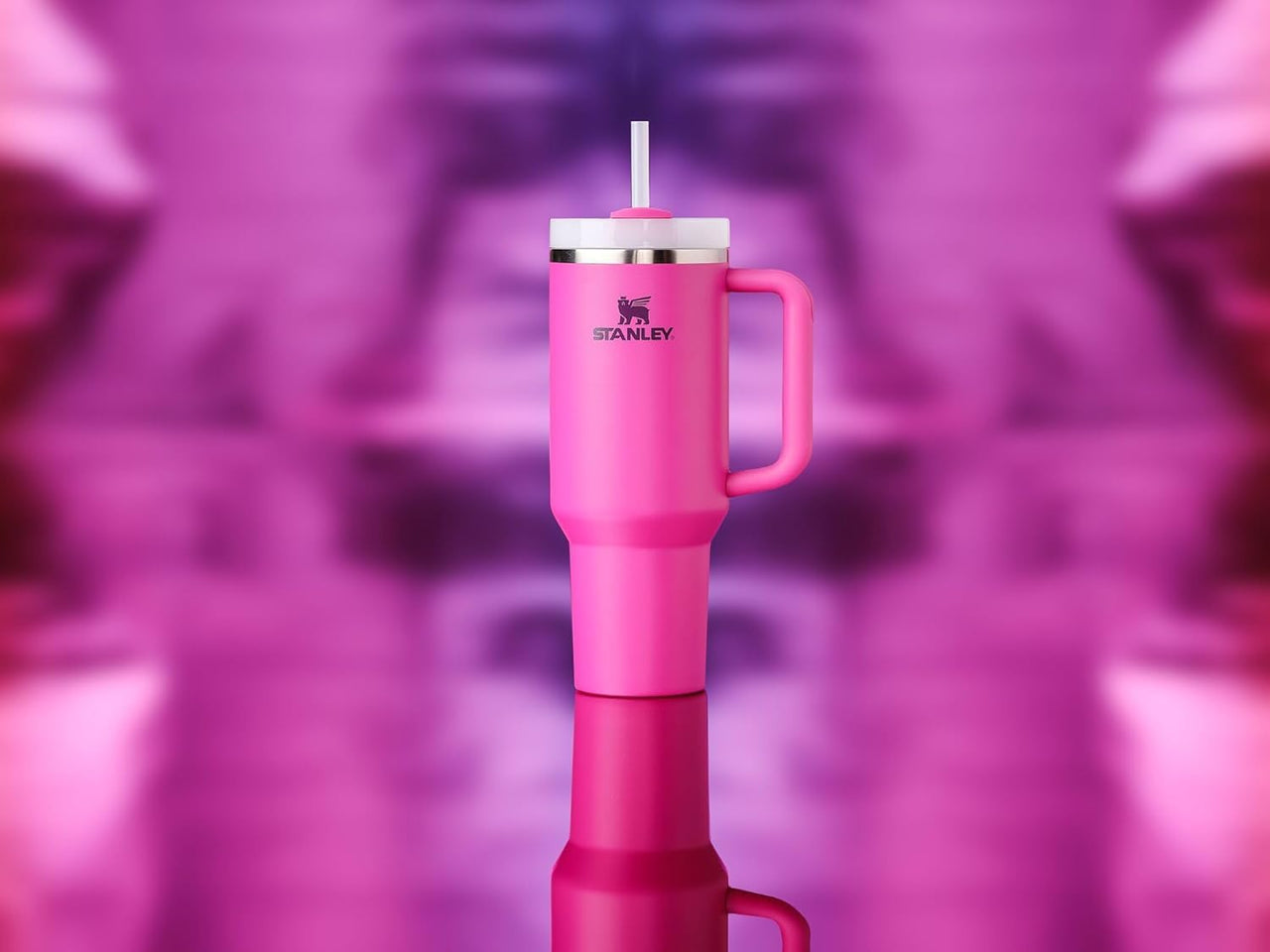 Stanley Quencher H2.0 Tumbler with Handle and Straw 40 oz | Flowstate 3-Position Lid | Cup Holder Compatible for Travel | Insulated Stainless Steel Cup | BPA-Free | Fuchsia