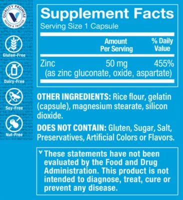 The Vitamin Shoppe Zinc 50 MG Per Serving (200 Capsules)