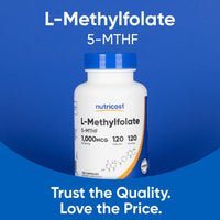 Thumbnail for Nutricost Methylfolate 1000mcg, 120 Vegetarian Capsules - Gluten Free, Non-GMO (Methylated Folate)