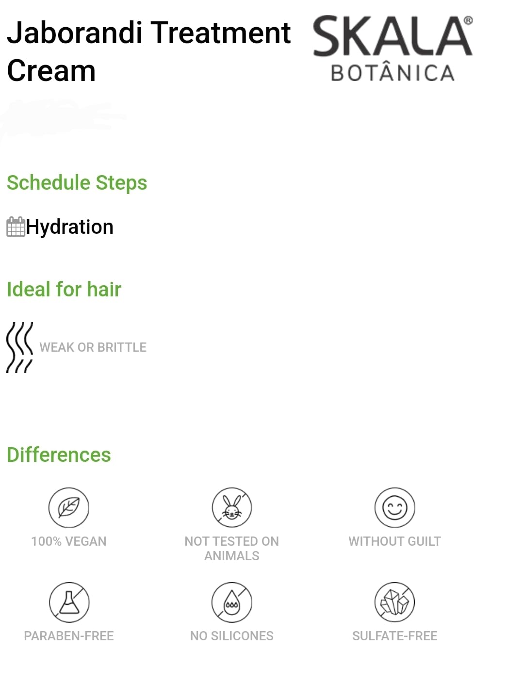 Skala Botânica Jaborandi Scarabotanica Jabolange 2 in 1 Hair Treatment 1000g