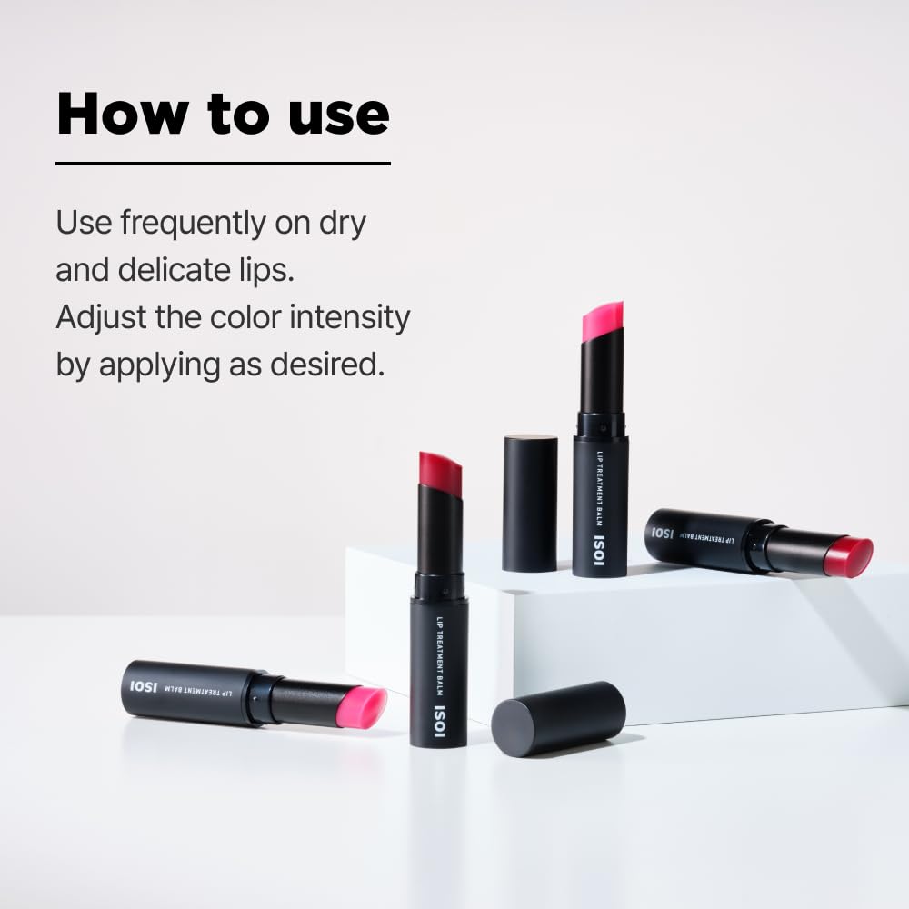 ISOI Bulgarian Rose Lip Treatment Balm Pure Red 5g (0.18oz) | Dewy Gloss Finish Tinted Balm | Korean Moisturizer With Rose Oil for Dry Lips | Non-Sticky Care