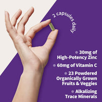 Thumbnail for Garden of Life Zinc Supplements 30mg High Potency Raw Zinc and Vitamin C Multimineral Supplement, Vitamin Code Vitamins Trace Minerals & Probiotics for Skin Health & Immune Support, 60 Vegan Capsules