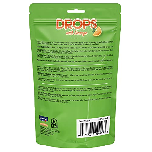 Vitakraft Drops with Orange Flavor Guinea Pig Treats 5.3 oz Bag Delicious Yogurt Enriched Snacks with Vitamin C Essential Nutrients and Wholesome Nourishment for Small Pets
