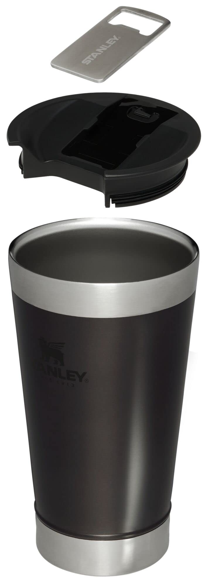 Stanley Stay-Chill Beer Pint 16 oz | Wide Mouth Lid | Built-in Bottle Opener | Beer Tumbler Cup | Insulated Stainless Steel Pint Glass | BPA-Free | Charcoal Glow
