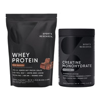 Thumbnail for Sports Research® Creatine Monohydrate (1.1 LBS) and Dutch Chocolate Whey Protein (5.42 LBS), The Dynamic Duo for Lean Muscle Building, Improved Performance and Strength & Workout Recovery