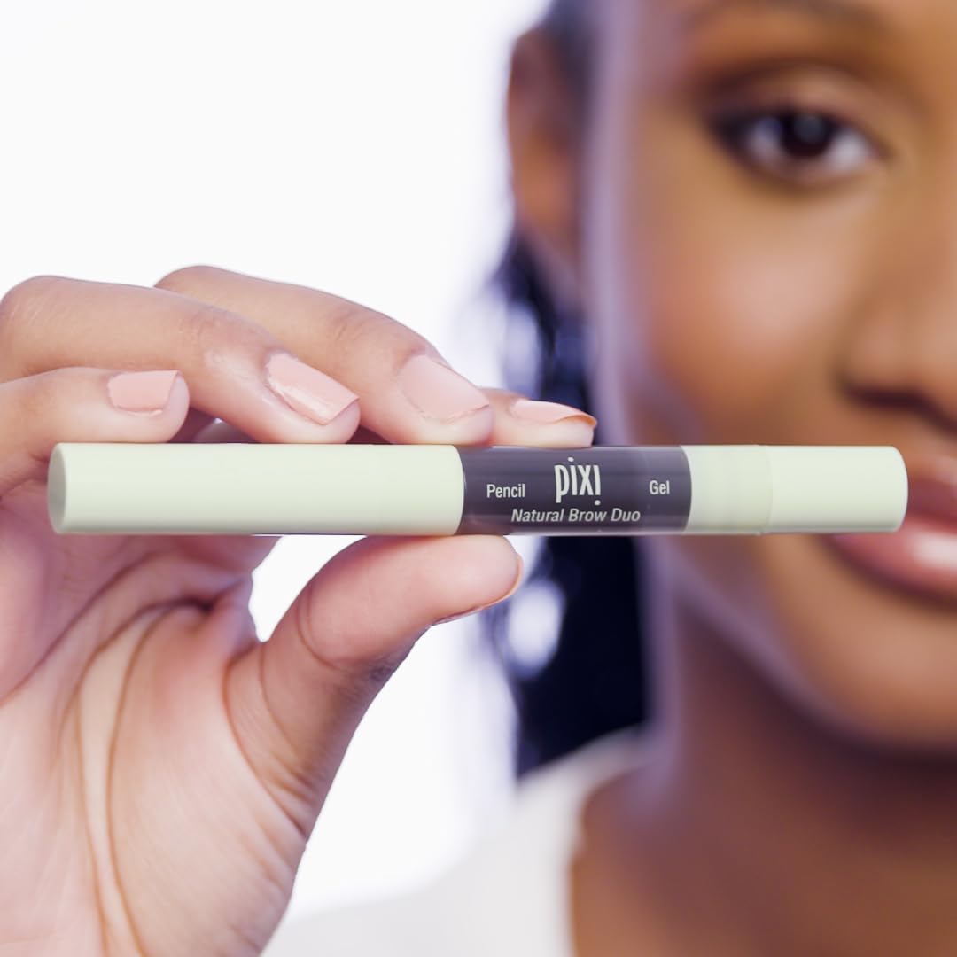 Pixi Natural Brow Duo - Natural Brown, Precision Pencil & Tinted Gel, Waterproof Brow Shaper for All-Day Hold, Paraben-Free, 0.2oz