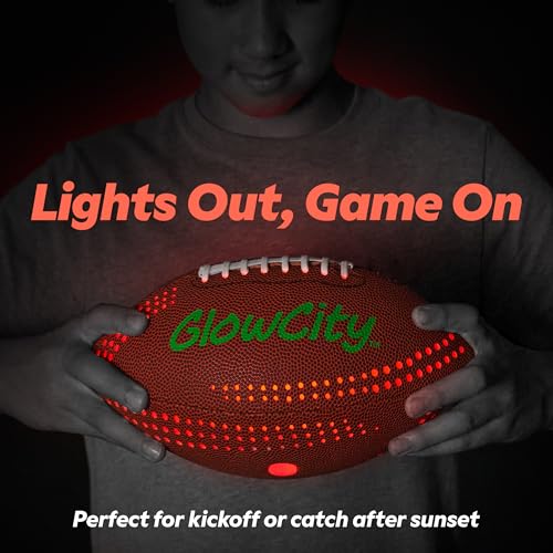 GlowCity Glow in The Dark Football - Size 6 Light Up PU Ball for Teen Boys & Adults - Cool Sports Gift for Night Outdoor Games - Birthday Gifts Ideas for Teen Boys Teenager Ages 12 13 14 15 16 17 18