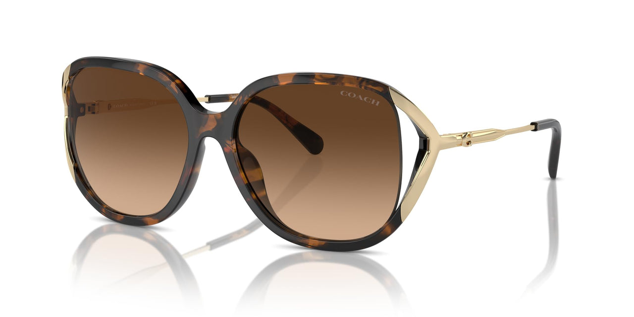 COACH Women's HC8396U Universal Fit Square Sunglasses, Dark Tortoise/Brown Gradient, 56 mm