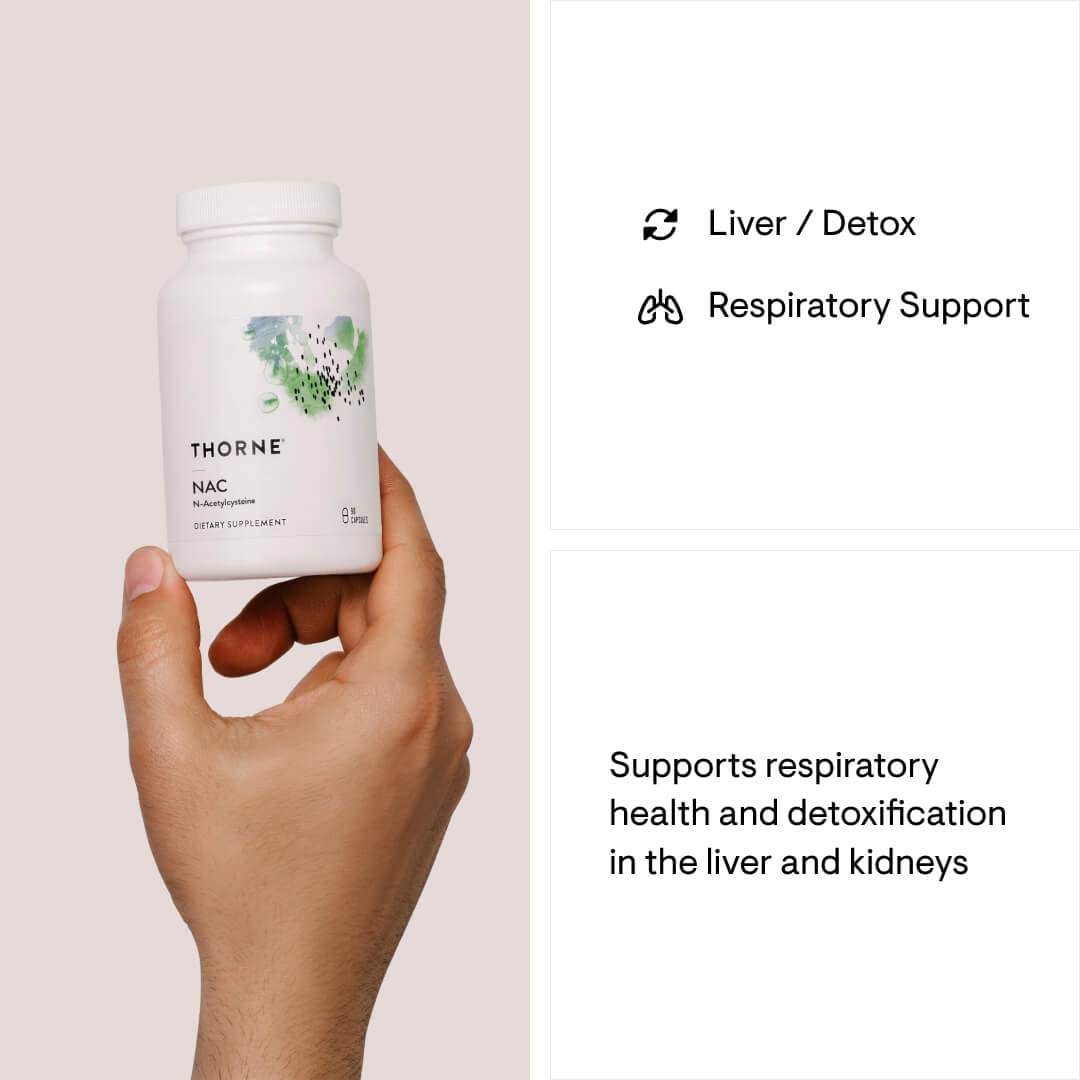 THORNE NAC - N-Acetylcysteine - 500mg - Supports Respiratory Health and Immune Function*; Promotes Liver and Kidney Detox - 90 Capsules