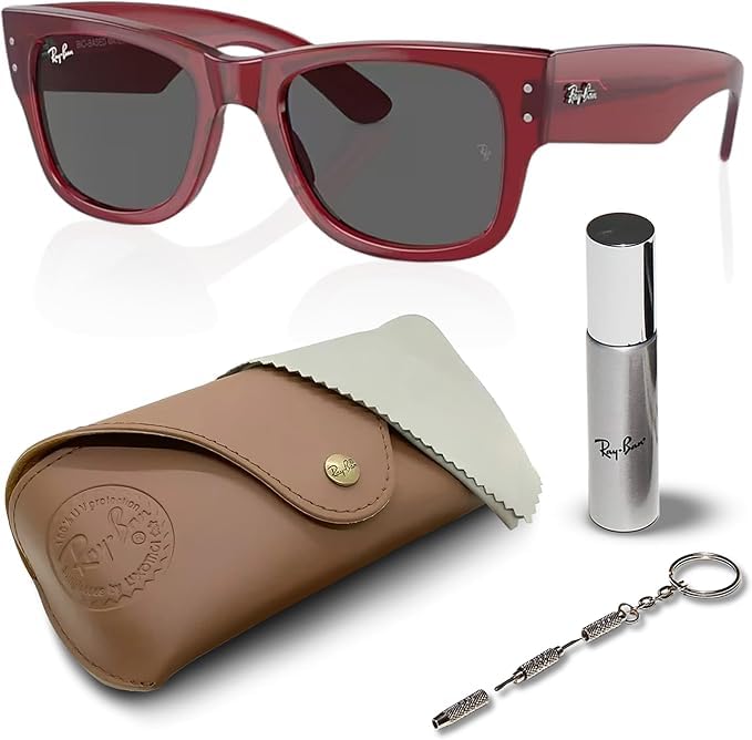 Ray-Ban RB0840S MEGA WAYFARER BIO-BASED Square Shaped Non-Polarized Sunglasses for Men & Women – Includes Official RAYBAN Eyewear Kit – Ideal Formal & Casual Wear Sunglasses – Dark Grey Lens