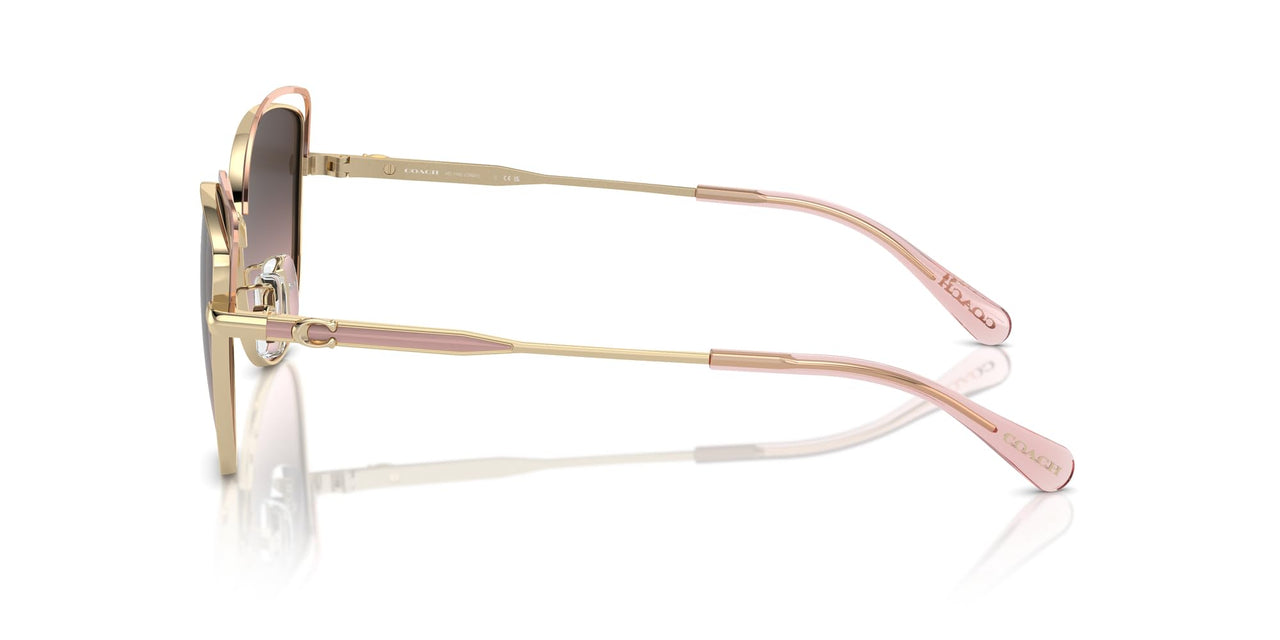 COACH Women's HC7162 Cat Eye Sunglasses, Shiny Light Gold/Rose/Grey Pink Gradient, 57 mm