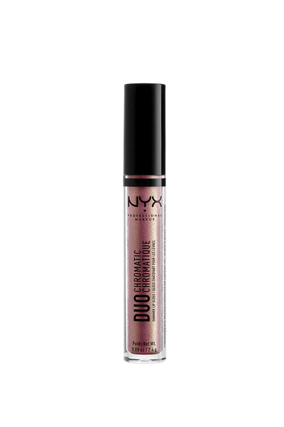 NYX PROFESSIONAL MAKEUP Duo Chromatic Lip Gloss - Spring It On, Sheer Deep Pink Base With Gold Duo Chrome
